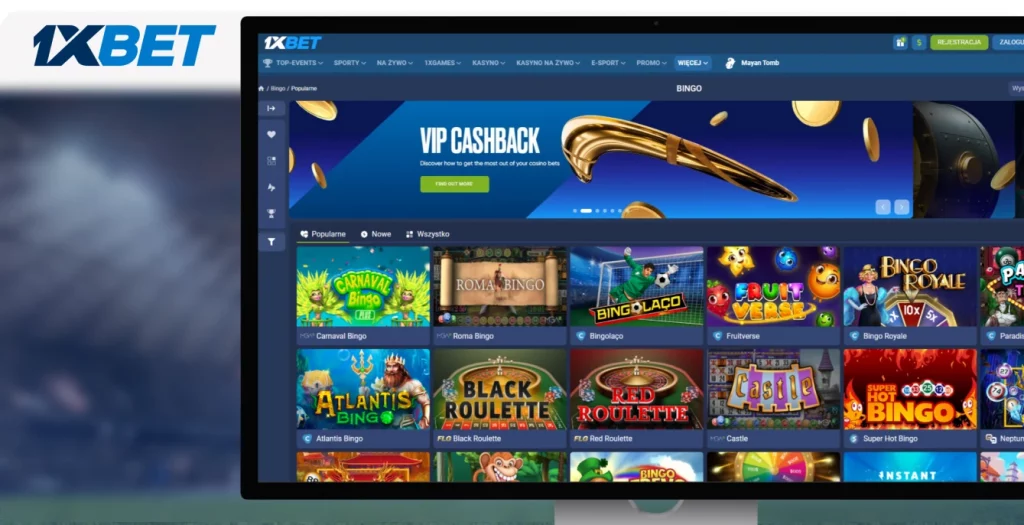 Zakłady na gry bingo 1xBET z popularnymi grami, takimi jak Carnaval Bingo i Bingo Royale