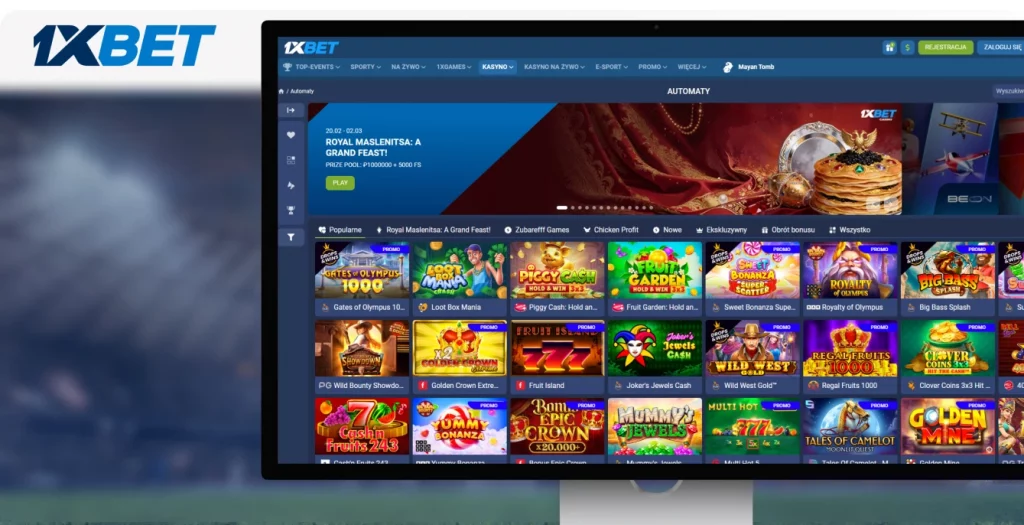 Zakłady na gry kasynowe 1xBET z automatami, takimi jak Gates of Olympus i Loot Box Mania