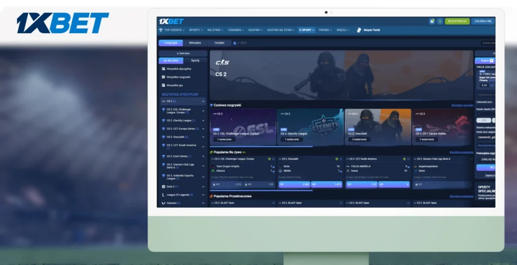 Zakłady na CS:GO 1xBET z kursami na turnieje ESL Challenger League i BLAST Open