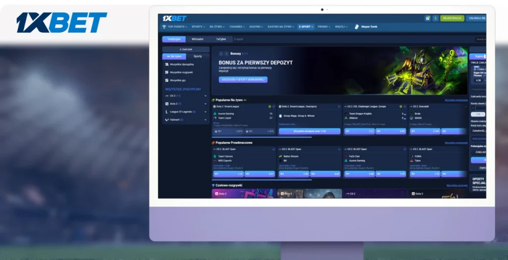 Zakłady na esport 1xBET z kursami na CS:GO i Dota 2