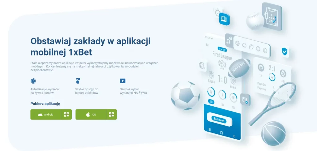 W kasynie 1xBet możesz grać za pośrednictwem aplikacji mobilnej na Androida i iOS