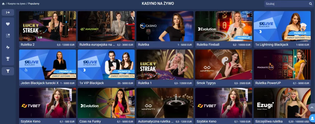 Gry kasynowe na żywo w 1XBet