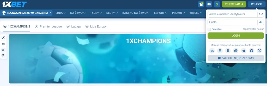 Zaloguj się na swoje konto osobiste 1XBet za pośrednictwem strony internetowej