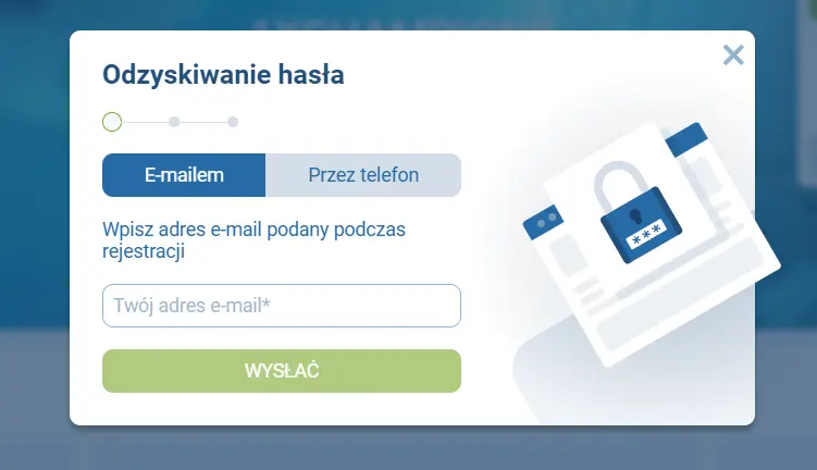 Formularz odzyskiwania hasła do konta osobistego